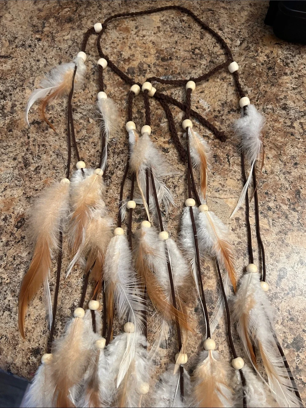 Boho Feather Hair Wraps for Kids - Brown & Cream